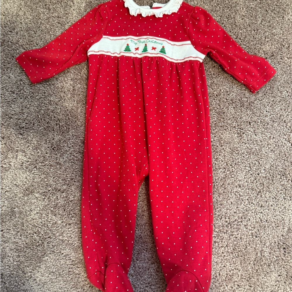 Embroidered girls Christmas outfit